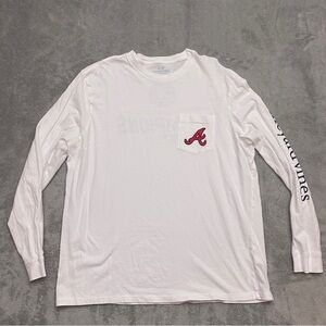 Vineyard Vines Atlanta Braves Shirt White Long Sleeve Pocket Men Size XL MLB